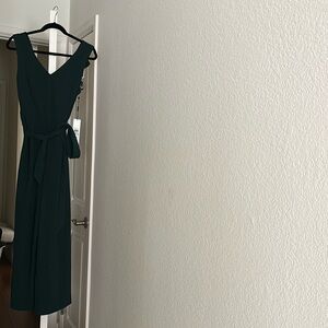NWT Calvin Klein Green Jumpsuit V Neck Tie Waist Hunter Green Wedding Guest 8